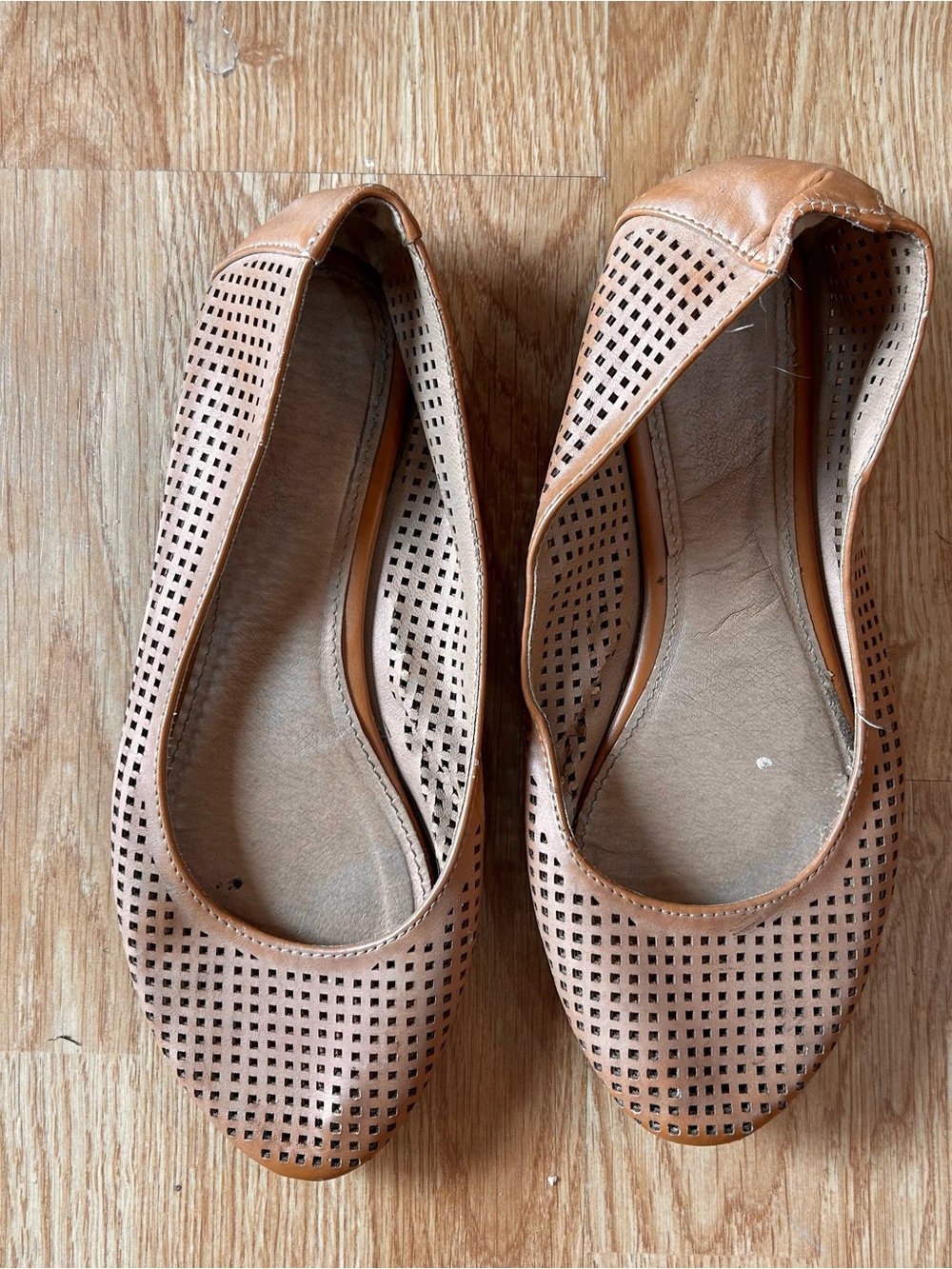 Report Perforated Faux Leather Ballet Flats - Tan